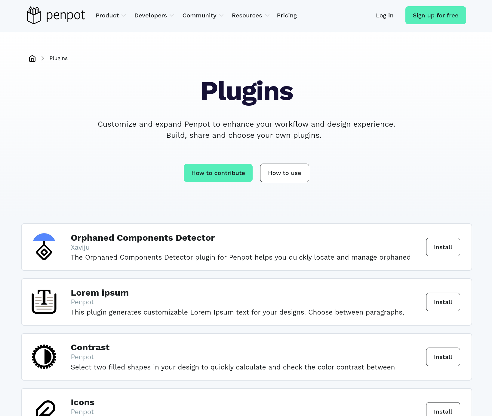 Plugins in the Penpot hub's