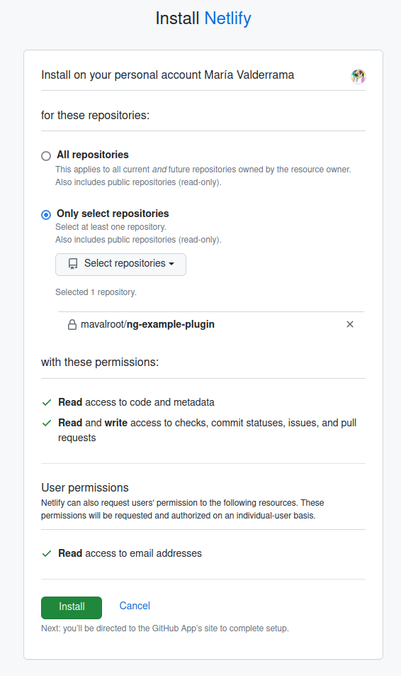 Netlify git installation